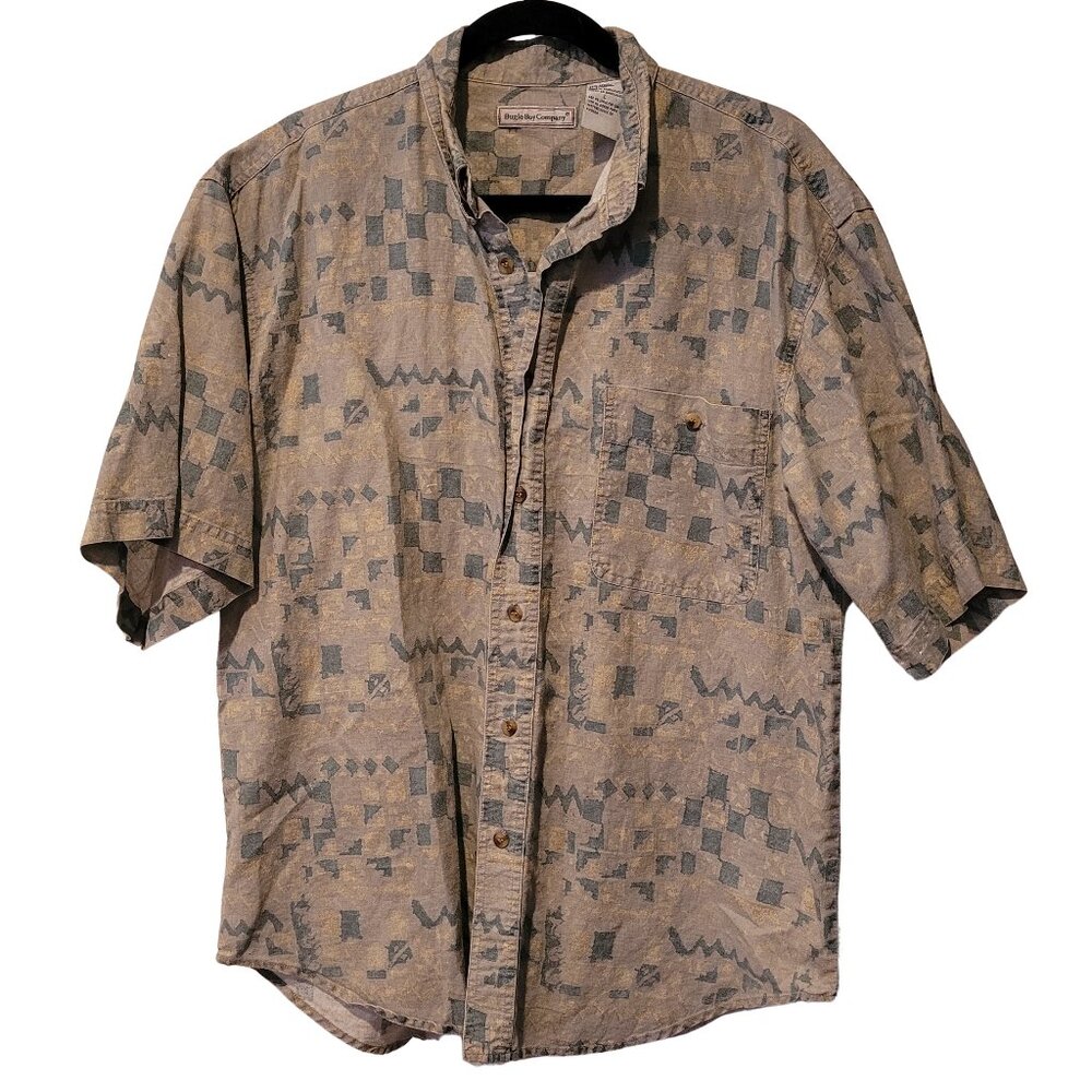 90s Vintage Bugle Boy Company Ramie Cotton Blend Button Down Shirt, Men's L